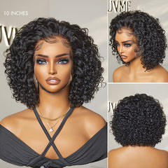 Ultra Natural Slicked Back Short Curly Wig Glueless Ear-to-ear Wide T Lace Front Wig