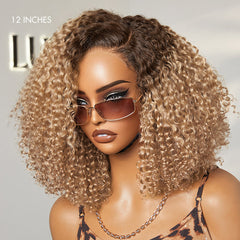 Put On & Go Ombre Ash Blonde Kinky Curly Glueless Minimalist HD Lace Wig Pre-Cut Lace