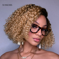 Put On & Go Ombre Ash Blonde Kinky Curly Glueless Minimalist HD Lace Wig Pre-Cut Lace