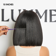 Put On and Go Reddish Purple / Ash Blonde Highlight / Brown Highlight / Natural Black Layered Cut Yaki Straight Minimalist Lace Bob Wig