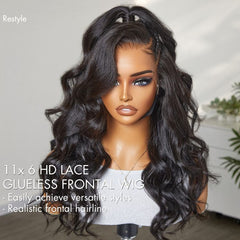 AiryFit™ Scalp Care Wigs | Deep Parting Loose Body Wave Humam Hair Wig 11x6 Frontal HD Lace Glueless Wig