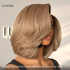 Ash Blonde Layered Bob Human Hair Wig Glueless Minimalist HD Lace Short Blonde Wig Pre-Cut Lace