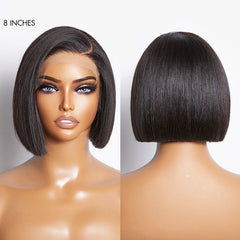 Put On & Go Blunt Cut Straight Bob Minimalist HD Lace Glueless C Part Wig