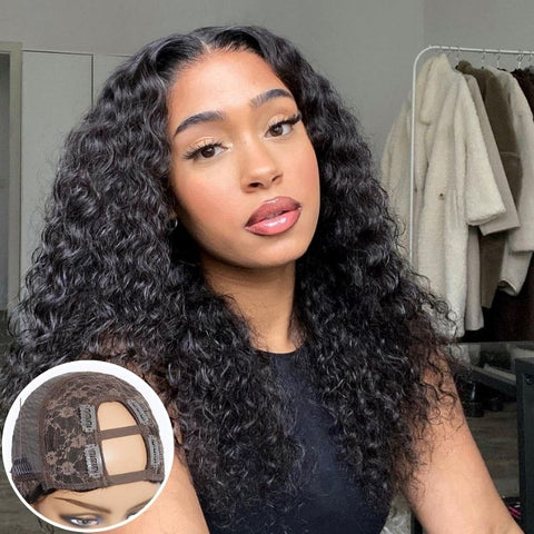 Deep Wave U Part Quick & Easy Affordable 100% Human Hair Wig