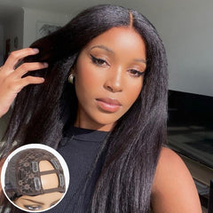 Kinky Straight U Part Quick & Easy Affordable 100% Human Hair Wig