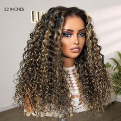 AiryFit™ Scalp Care Wigs - Blonde Highlight Water Wave Snugfit Glueless 5x5 Closure Lace Long Curly Wig Pre-Cut Lace