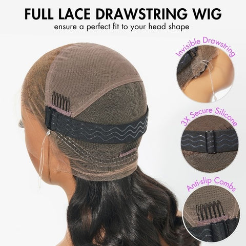 PreMax Wigs | 360 Lace / Full Lace Super Natural Hairline Invisi Drawstring Cap Water Wave Free Part Human Hair Wig Pre-Cut Lace