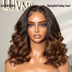 PreMax Wigs | Super Natural Hairline Ombre Brown Loose Body Wave Glueless 5x5 Closure Lace Wig Pre-Cut Lace