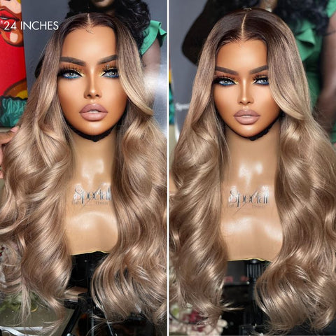 Gorgeous Loose Body Wave Ash Blonde Hair Wig Glueless 5x5 Closure Lace Wig Breathable Cap