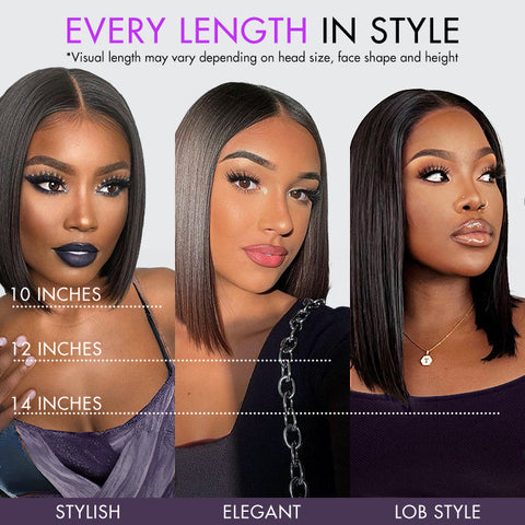 Luvme Hair Beginner Friendly Glueless Silky Blunt Cut 4x4 Closure Bob Wig 100% Human Hair | Upgraded 2.0