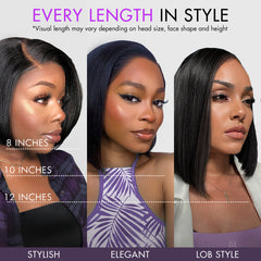 Swoop Bangs Breathable Cap Deep Left C Part Silky Straight Glueless 5x5 Closure Lace Wig