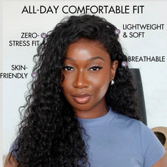 AiryFit™ Scalp Care Wigs - Deep Parting Water Wave Human Hair Wig Glueless 11x6 Frontal HD Lace Curly Wig