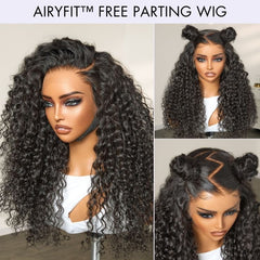 AiryFit™ Scalp Care Wigs - Deep Parting Water Wave Human Hair Wig Glueless 11x6 Frontal HD Lace Curly Wig