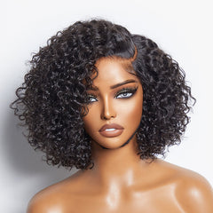 Trendy Short Cut Curly Minimalist HD Lace Glueless Side Part Wig 100% Human Hair