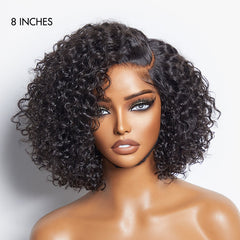 Trendy Short Cut Curly Minimalist HD Lace Glueless Side Part Wig 100% Human Hair