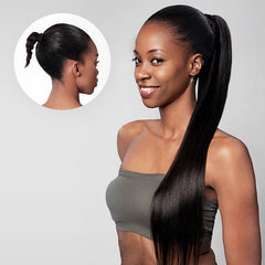 Luvme Virgin Hair Natural Black Sleek Long Straight Wrap Around Ponytail Extension (Get Free Trendy Scrunchies)