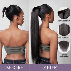 Luvme Virgin Hair Natural Black Sleek Long Straight Wrap Around Ponytail Extension (Get Free Trendy Scrunchies)