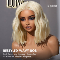 Easily Redyed 613 Blonde Blunt Cut Bob Wig Glueless Deep Middle Part 2x6 HD Lace Wig Pre-Cut Lace