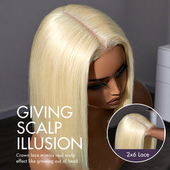 Easily Redyed 613 Blonde Blunt Cut Bob Wig Glueless Deep Middle Part 2x6 HD Lace Wig Pre-Cut Lace