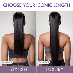 Luvme Virgin Hair Natural Black Sleek Long Straight Wrap Around Ponytail Extension (Get Free Trendy Scrunchies)