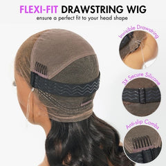 Flexi-Fit Invisi Drawstring Cap HD Full Lace Knotless Boho Curls Braided Long Wig Super Natural Scalp