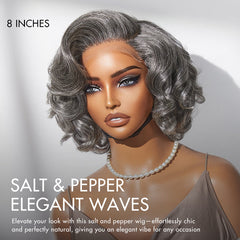 Mature Boss Salt and Pepper Bouncy Egg Curls Glueless Minimalist HD Lace Grey Wig