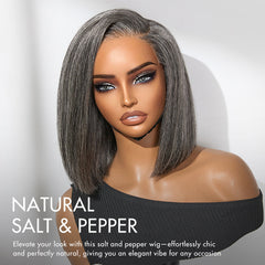 AiryFit™ Scalp Care Wigs -Salt and Pepper Glueless Minimalist HD Lace Bob Wig Pre-Cut Lace - US Only