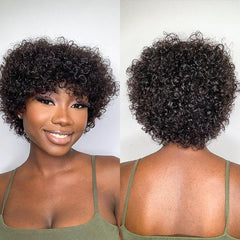 Luvme Hair Throw On & Go | Ultra Natural Lightweight Bouncy Curly Wig with Bangs 100% Human Hair