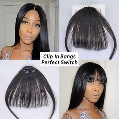 100% Real Human Hair Clip in Bangs Human Hair Extensions