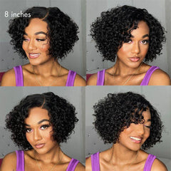 Trendy Short Cut Curly Minimalist HD Lace Glueless Side Part Wig 100% Human Hair